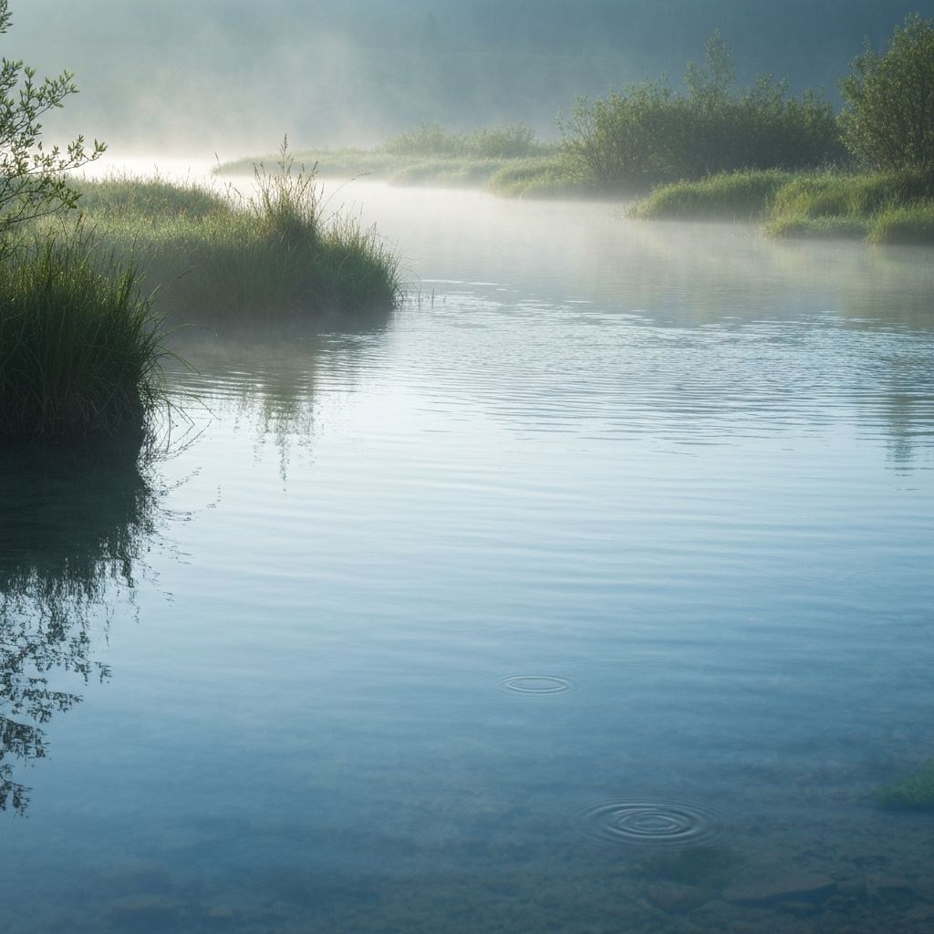 Kristalno čista voda u prirodnom krajoliku sa jezerom ili potokom